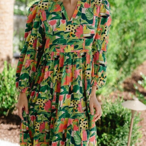 NEW BRITON COURT Jenny Maxi dress in Tropical Mirage Sz XL - Picture 2 of 5